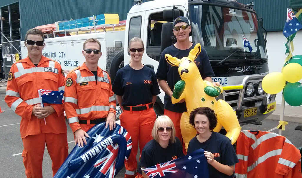 FIRED UP: Clarence Valley SES members at the Bunnings for Australia Day fundraiser.